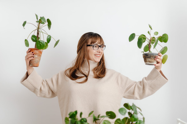 Woman enjoying seedlings